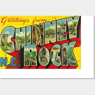 Greetings from Chimney Rock, North Carolina - Vintage Large Letter Postcard Posters and Art